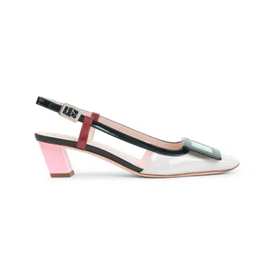 Roger Vivier 45mm Belle Vivier Patent Leather Lacquered Buckle Slingback Pumps In Multi