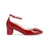 Roger Vivier Roundy Lacquered Ankle Strap Dec 45 Pumps In Red