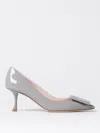Roger Vivier Viv In The City Leather Buckle Pumps In Grey