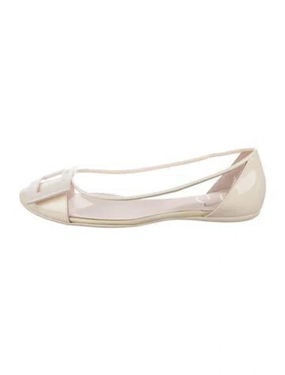 Pre-owned Roger Vivier Pvc Leather Trim Embellishment Ballet Flats In Transparent