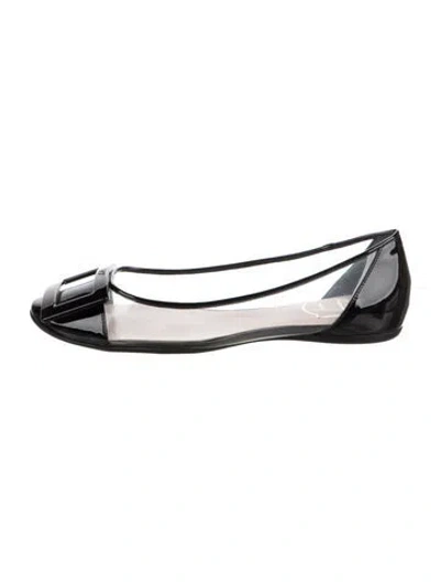 Pre-owned Roger Vivier Pvc Leather Trim Embellishment Ballet Flats In Transparent