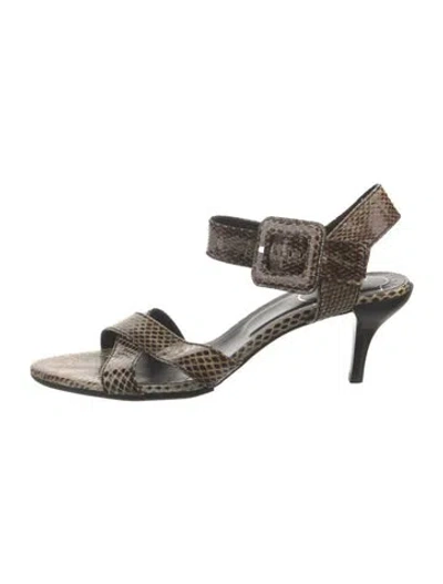 Pre-owned Roger Vivier Python Animal Print Sandals In Brown