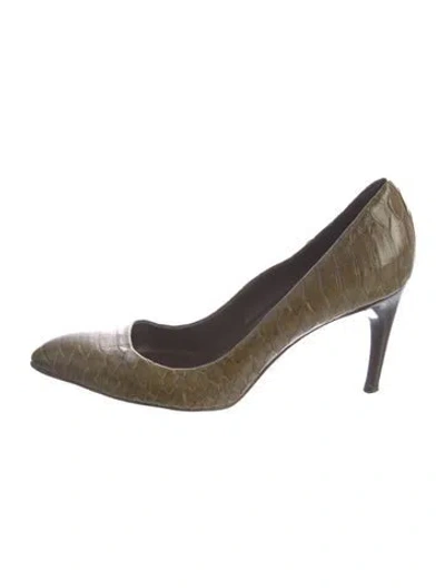 Pre-owned Roger Vivier Python Pumps In Green