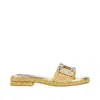 Roger Vivier Crystal Buckle Braided Raffia Espadrilles In Beige
