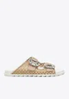 Roger Vivier "rafia Slidy Viv' Slides With Str In Brown