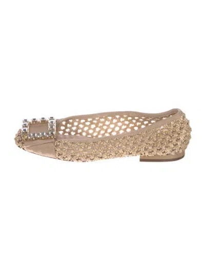 Pre-owned Roger Vivier Raffia Tweed Pattern Ballet Flats In Neutrals