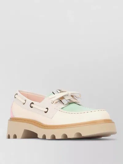 Roger Vivier Ranger Loafer Chunky Sole Lace Detail In White