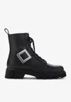 Roger Vivier Rangers Combat Boots Iconic Buckle In Black