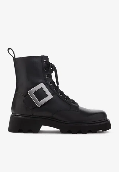 Roger Vivier Rangers 20 Lace-up Boots In Black