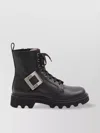 Roger Vivier Rangers Combat Boots Iconic Buckle In Black