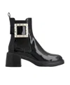 Roger Vivier 60mm Viv Ranger Patent Leather Boots In Black