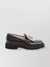 Roger Vivier Viv' Rangers Black Loafers With Metal Buckle In Black