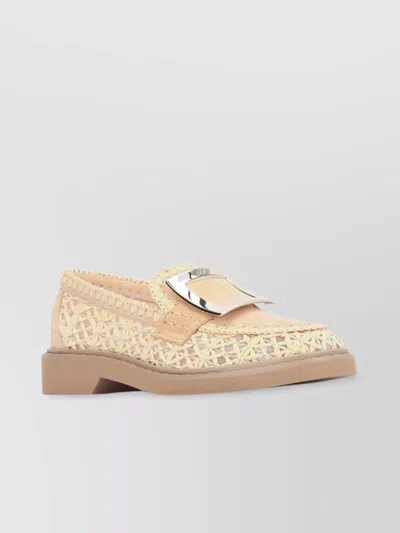 Roger Vivier Rangers Raffia Braided Loafers 25