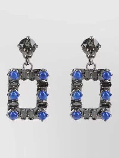 Roger Vivier Rectangular Drop Earrings Featuring Gemstones In Multi