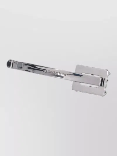 Roger Vivier Rectangular Metal Brooch Rhinestone Detail Pin In Metallic