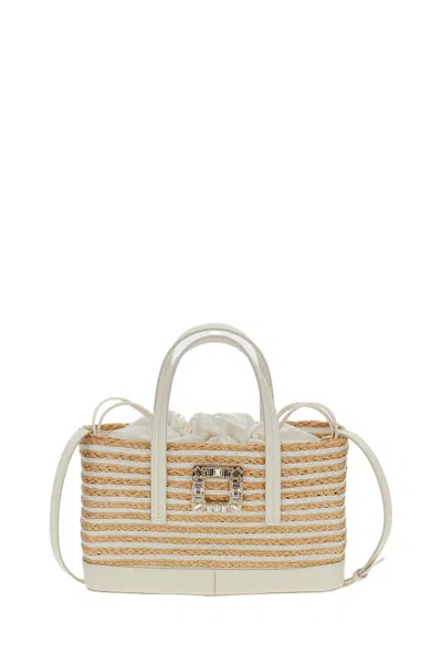 ROGER VIVIER RECTANGULAR WOVEN BAG WITH DECORATIVE BUCKLE AND VERSATILE STRAPS