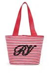 Roger Vivier Small Straw Shoulder Bag Striped Pattern In Red