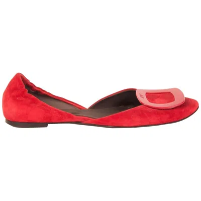 Pre-owned Roger Vivier Red Suede D'orsay Ballet Shoes 36