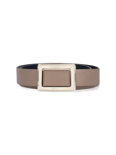 Roger Vivier Reversible Beige And Blue Leather Belt In Neutral