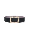 Roger Vivier Reversible Leather Belt With Polished Engraved Buckle In Black