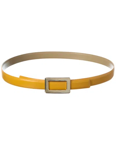 Roger Vivier Reversible Leather Belt In Yellow