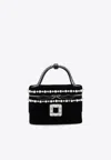 Roger Vivier Mini Velvet Vanity Handbag With Beads And Rhinestone Buckle In Black
