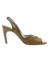 Roger Vivier Roger Viver Wavy Peep-toe Slingback Sandals In Camel Patent Leather In Beige