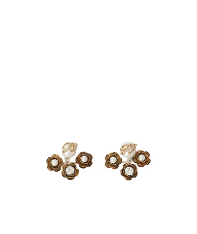 Roger Vivier Rose Pearls Earrings In Multi