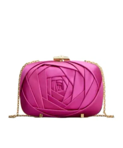 Roger Vivier Rose Vivier Clutch In Satin Candy Pink