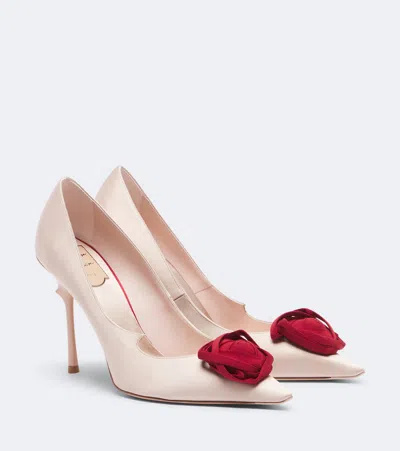 Roger Vivier 80mm Epine Rose Satin Pumps In Pink