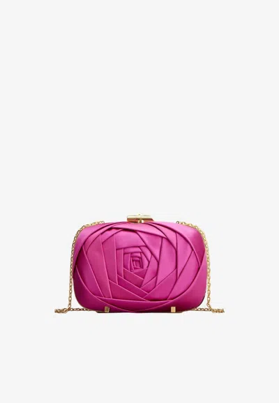 Roger Vivier Rose Vivier Satin Clutch In Pink