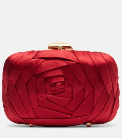 Roger Vivier Boite De Nuit Rose Embellished Satin Clutch In Red