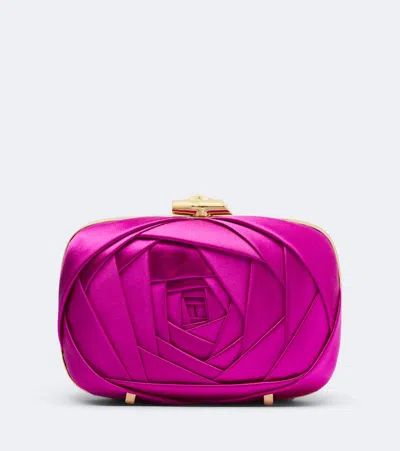 Roger Vivier Rose Vivier Satin Clutch In Violett