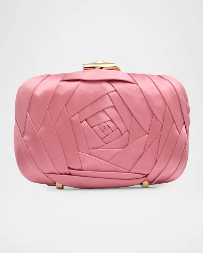 Roger Vivier Rose Vivier Sculptural Satin Clutch Bag In Pink