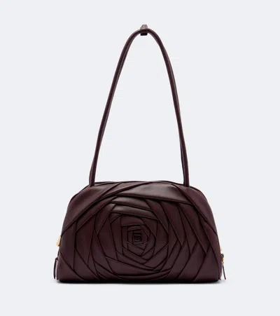 Roger Vivier Roseline Leather Shoulder Bag In Brown