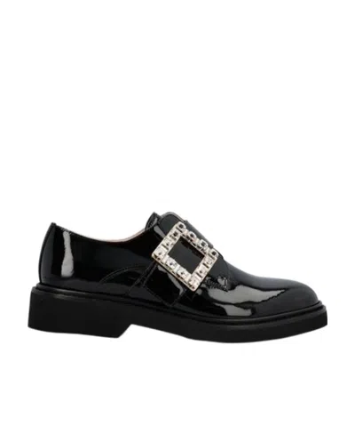 Roger Vivier Round Head Flat-bottomed Love Shoes In Black