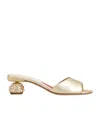 Roger Vivier Embellished Gold Leather Mules In Golden