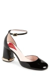 Roger Vivier Patent Leather Pumps With Ankle Strap And Statement Heel 9cm In Nero