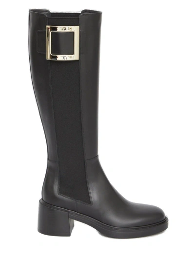 Roger Vivier Round-toe Chelsea Boots In Black