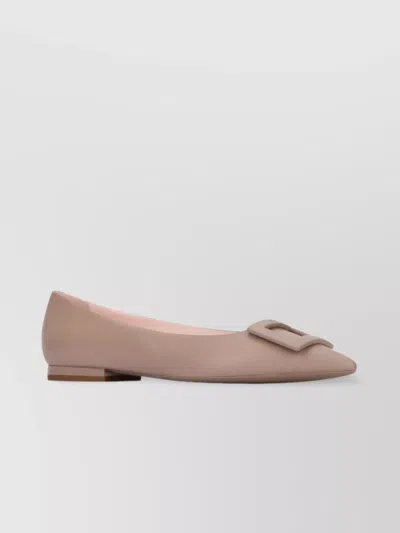 Roger Vivier Round Toe Square Buckle Detail Flats