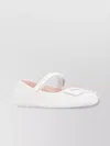 Roger Vivier Round Toe Textured Sole Ballerina Strap In White