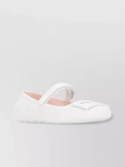 Roger Vivier Round Toe Textured Sole Ballerina Strap