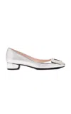 Roger Vivier Roundy Decollette Mirrored Leather Flats In Silver