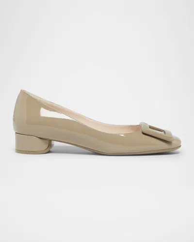Roger Vivier Roundy Patent Buckle Ballerina Pumps In Brown