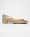 Roger Vivier Roundy Patent Buckle Ballerina Pumps In Brown