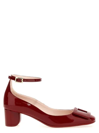 Roger Vivier Roundy Lacquered Ankle Strap Dec 45 Pumps In Red