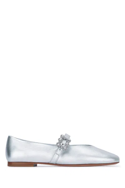 Roger Vivier Roundytoe Mini Flowers Babies 10 In Silver
