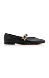Roger Vivier Roundytoe Mini Flowers Babies Flats In Black