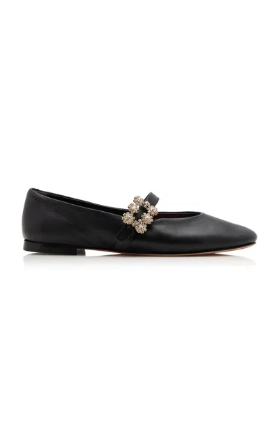 Roger Vivier Roundytoe Mini Flowers Babies Flats In Black