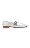 Roger Vivier Roundytoe Mini Flowers Flats In Silver